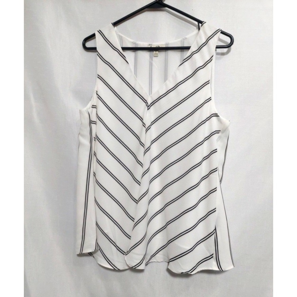 Emma & Olivia Womens Large Sleeveless Flowy Blouse Lined V Neck Breathable Strip